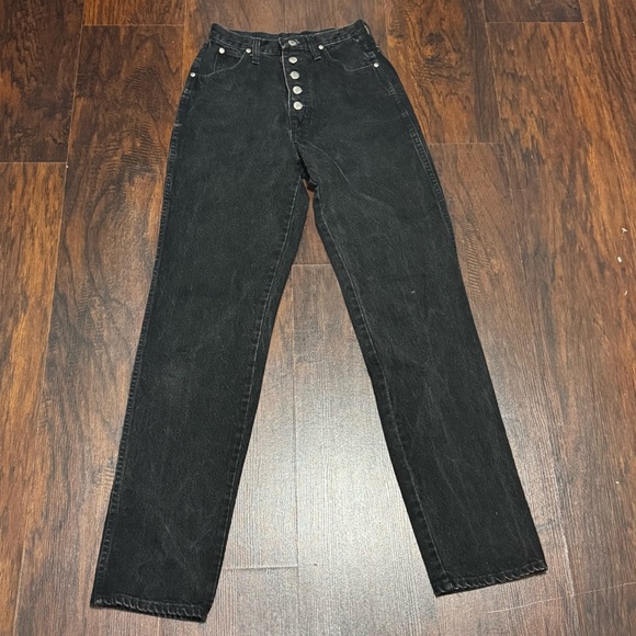Wrangler Denim - Wrangler Jeans Vintage 1989 Women's Black High-Waisted Button Fly Jeans 26/34